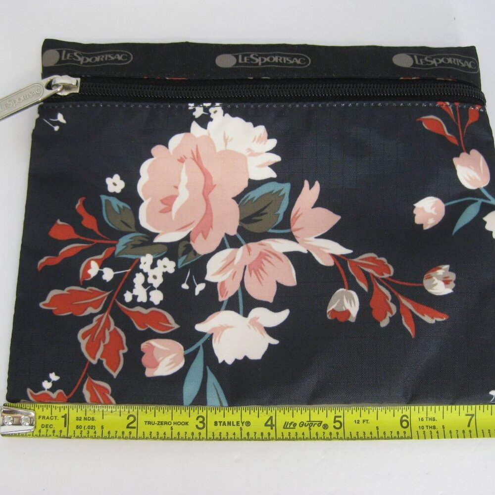LeSportSac Small Floral Flowers Cosmetic Pouch Zip Bag Travel Size